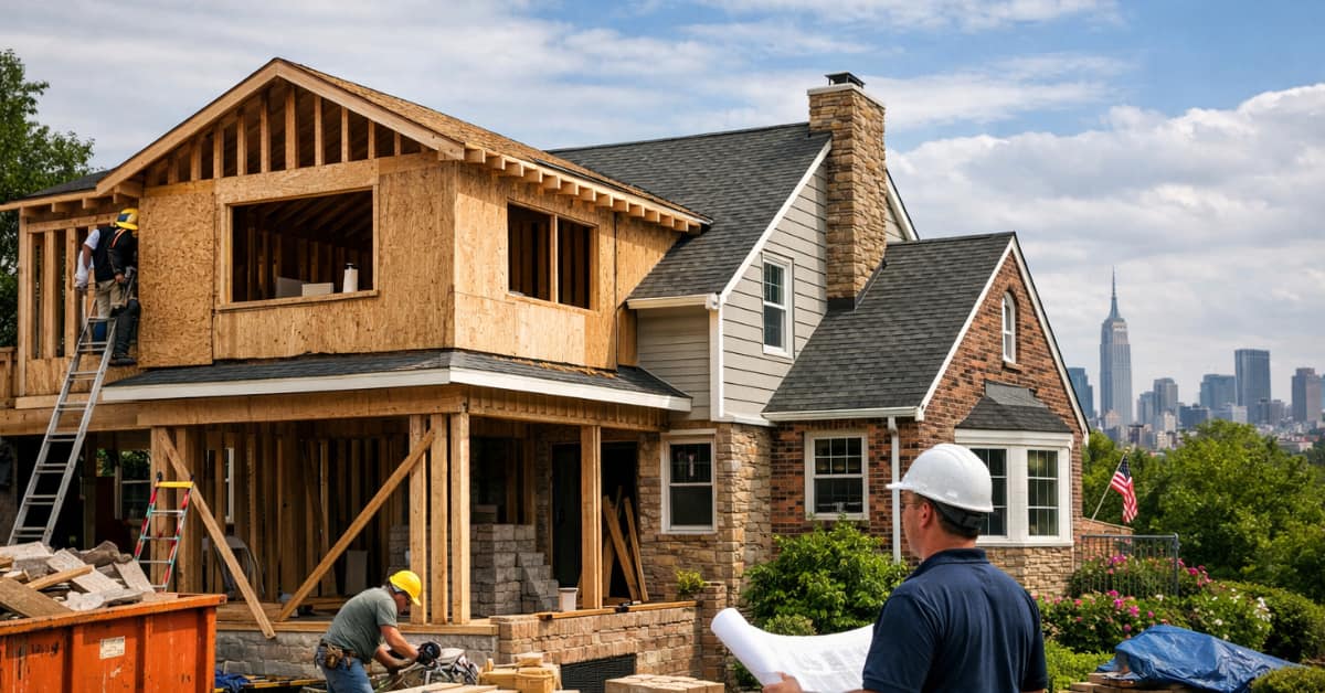 North Jersey Home Remodeling project construction build out from attached home