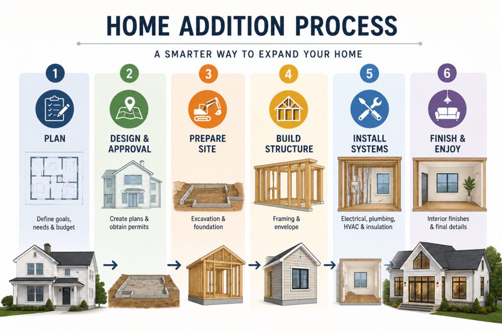 home addition planning and construction process infographic north and central jersey